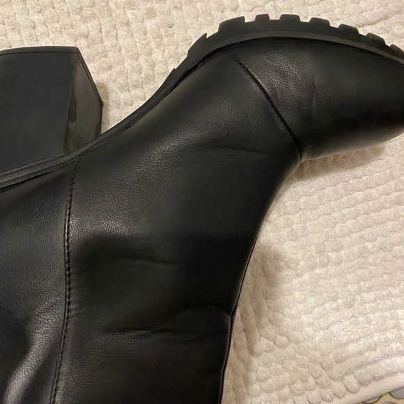 Zip-up Black Faux Leather Half Booties combat Chelsea - Picture 8 of 8